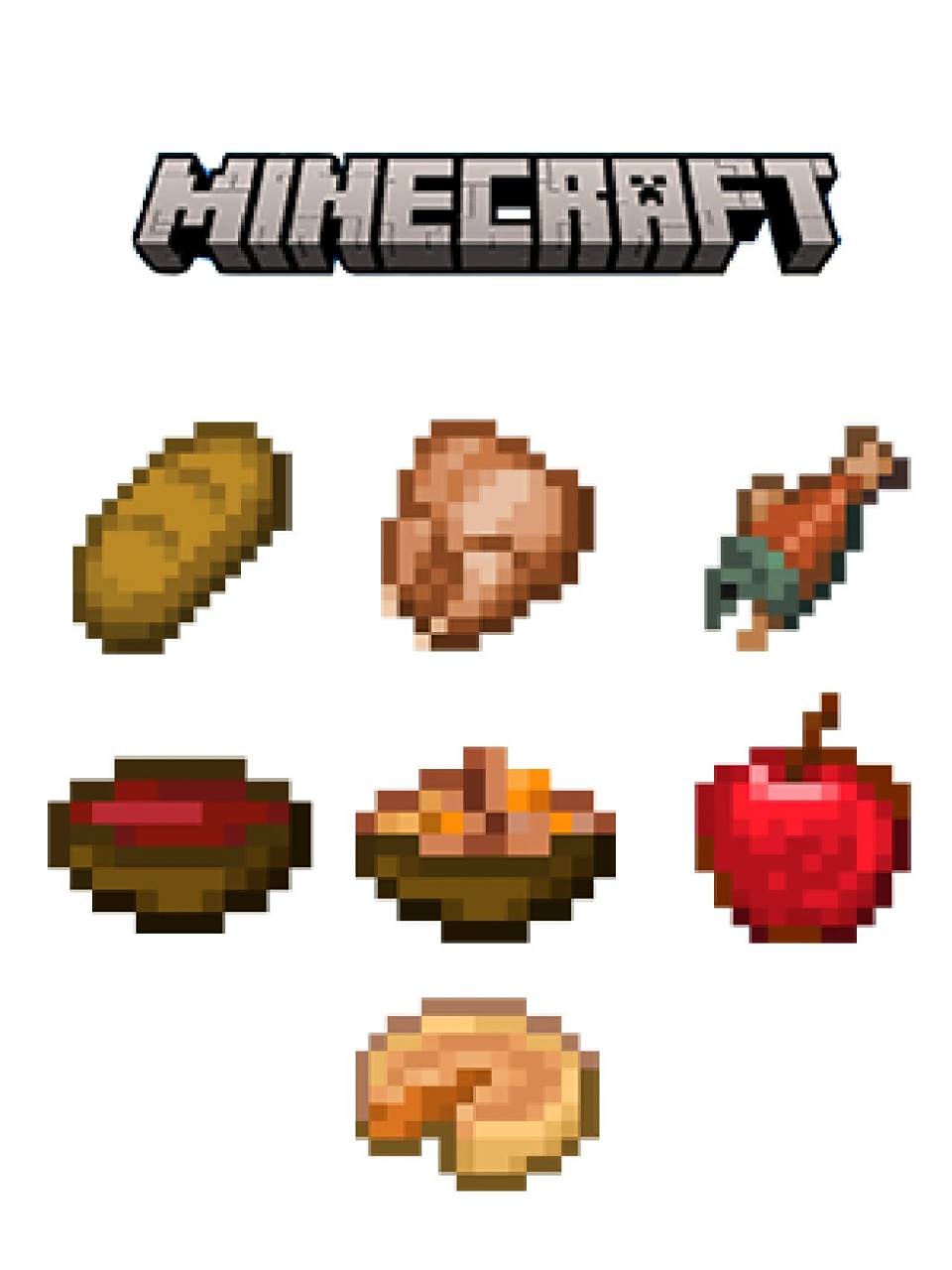 我的世界食物拼豆第一期|图纸附参考色	"这次给大家带来的是mc里的