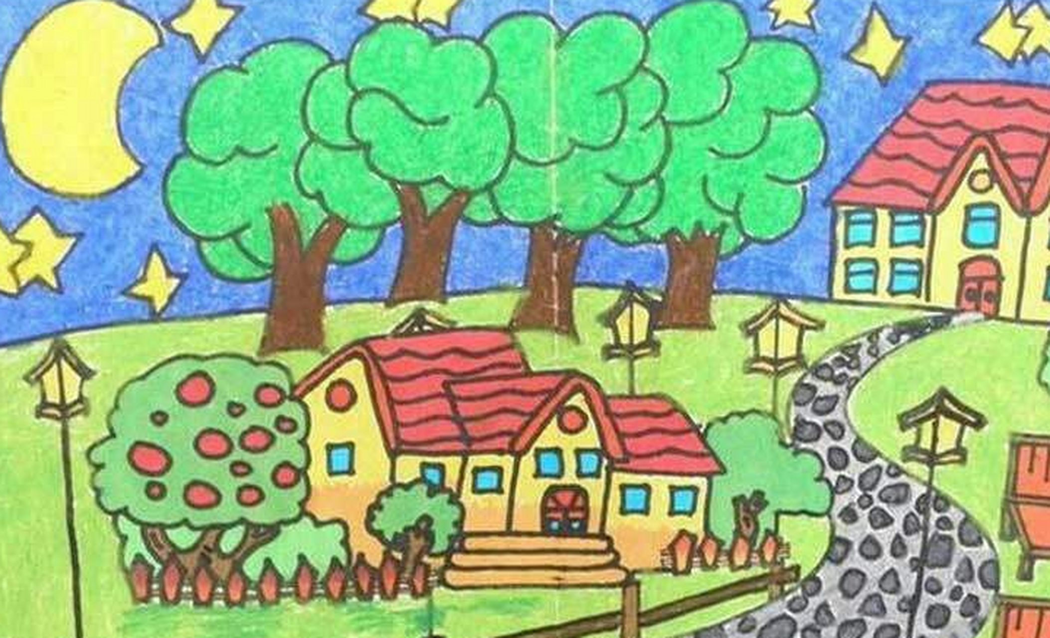 美丽的家乡怎么画,儿童画美丽家乡参赛画 我们每个人都有自己的家乡