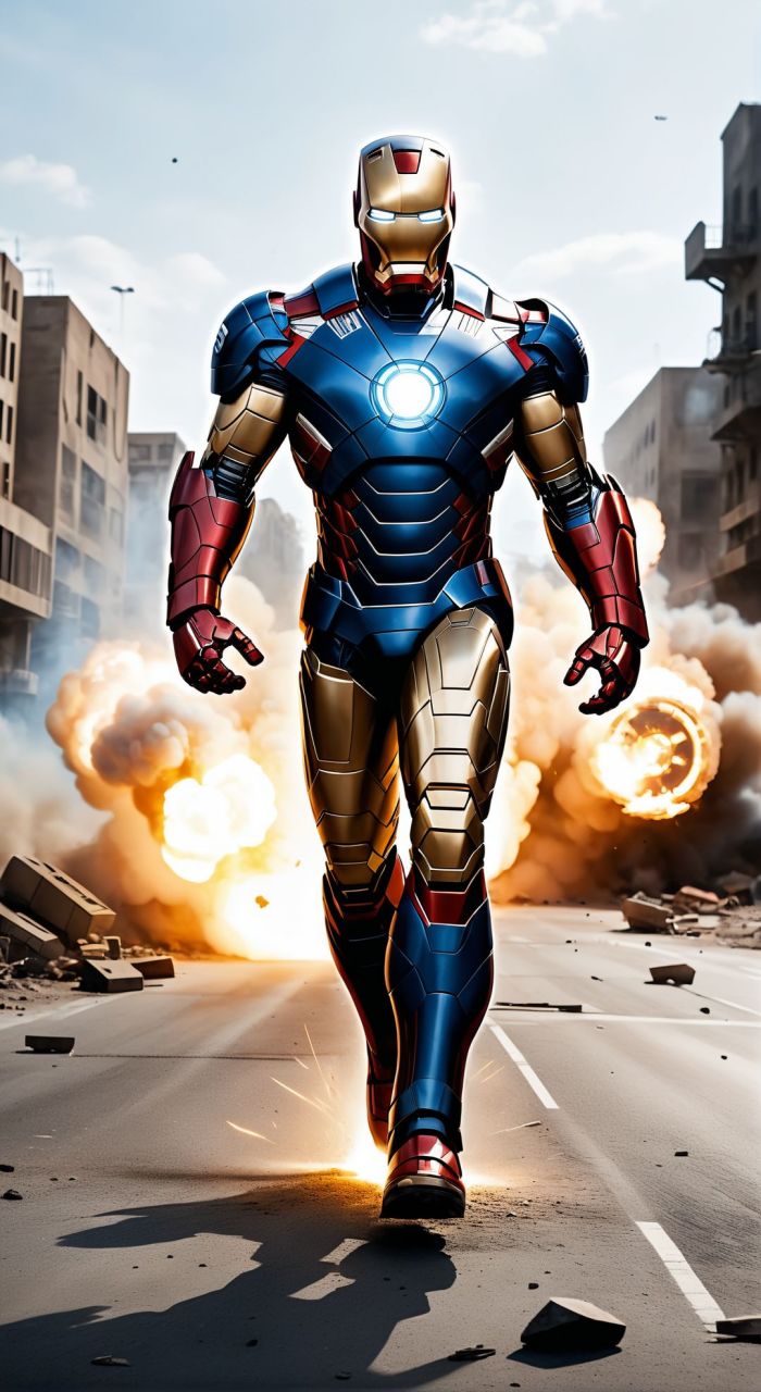 【ai绘画】漫威 钢铁侠 钢铁侠,美国队长合体战斗力加倍吗?