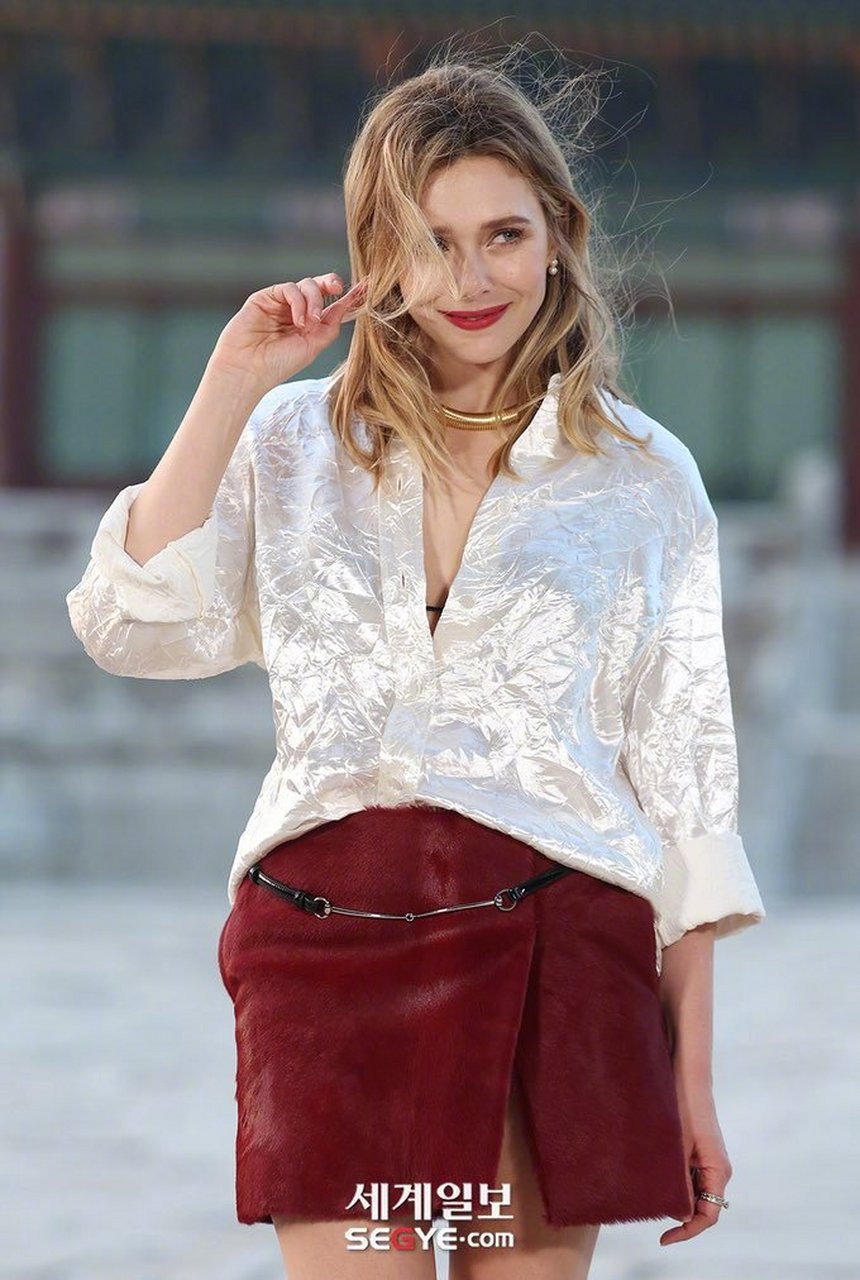 奥妹伊丽莎白·奥尔森在首尔出席gucci早春大秀,太养眼了!