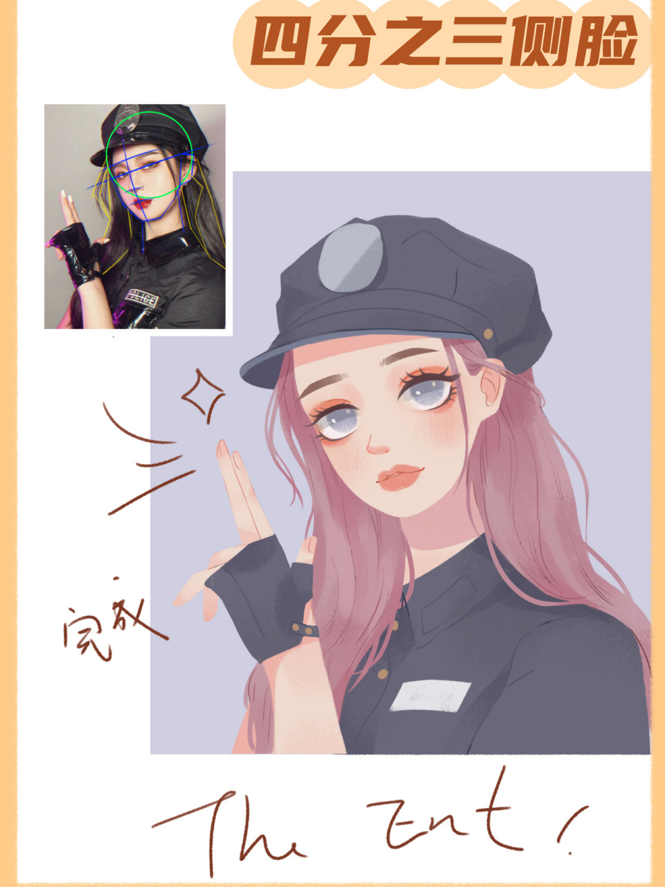 1,首先分析头像结构,几何形确定找到头部轮廓.