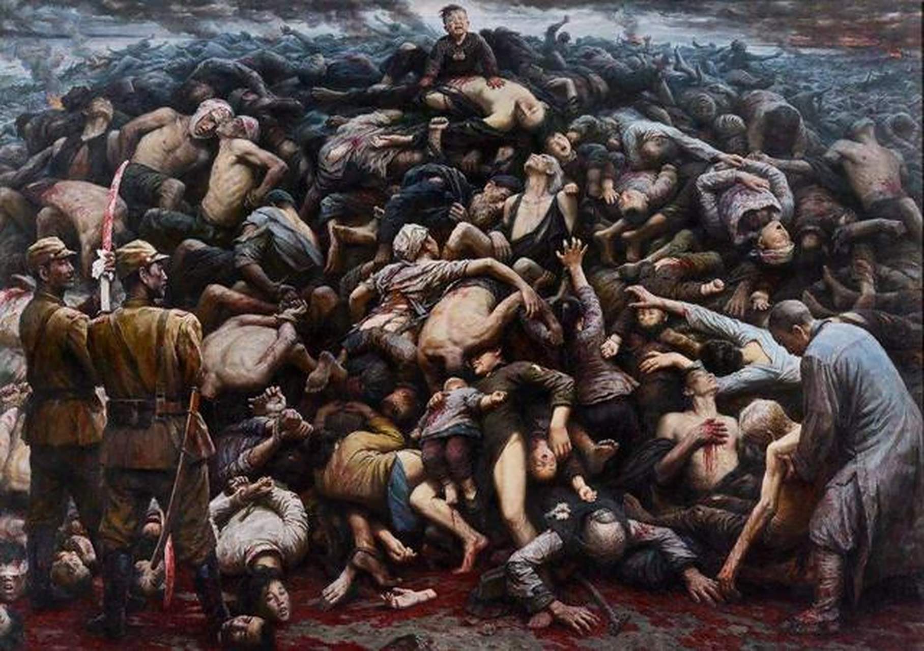 1937年,日本第6师团率先进攻南京,该师团杀害的中国民众尸体堆积如山