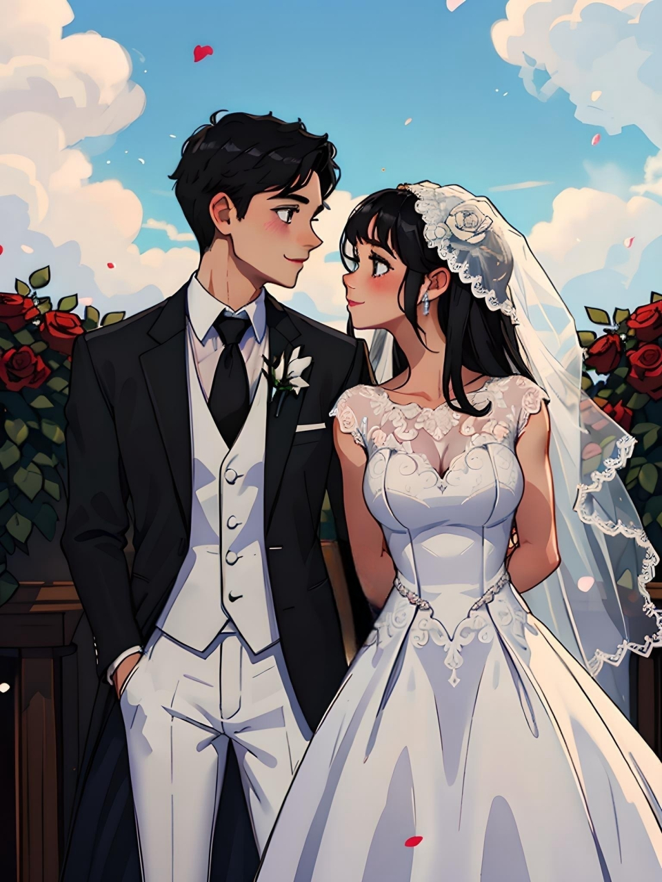 在这个属于二次元的世界里,一对美轮美奂的新郎新娘