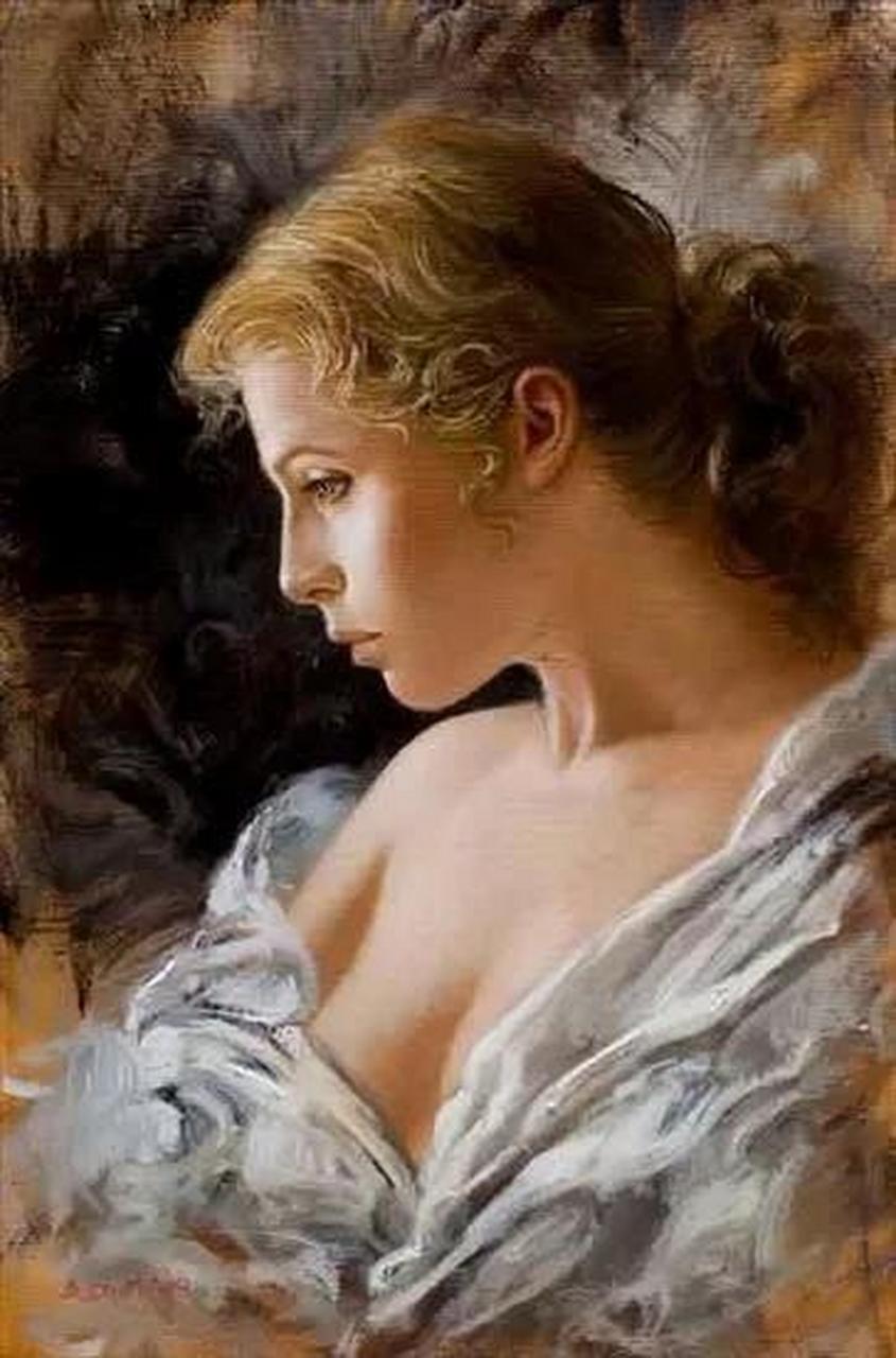 油画# 意大利艺术家鲁诺迪·马尤人体油画中的女郎,性感而神秘!