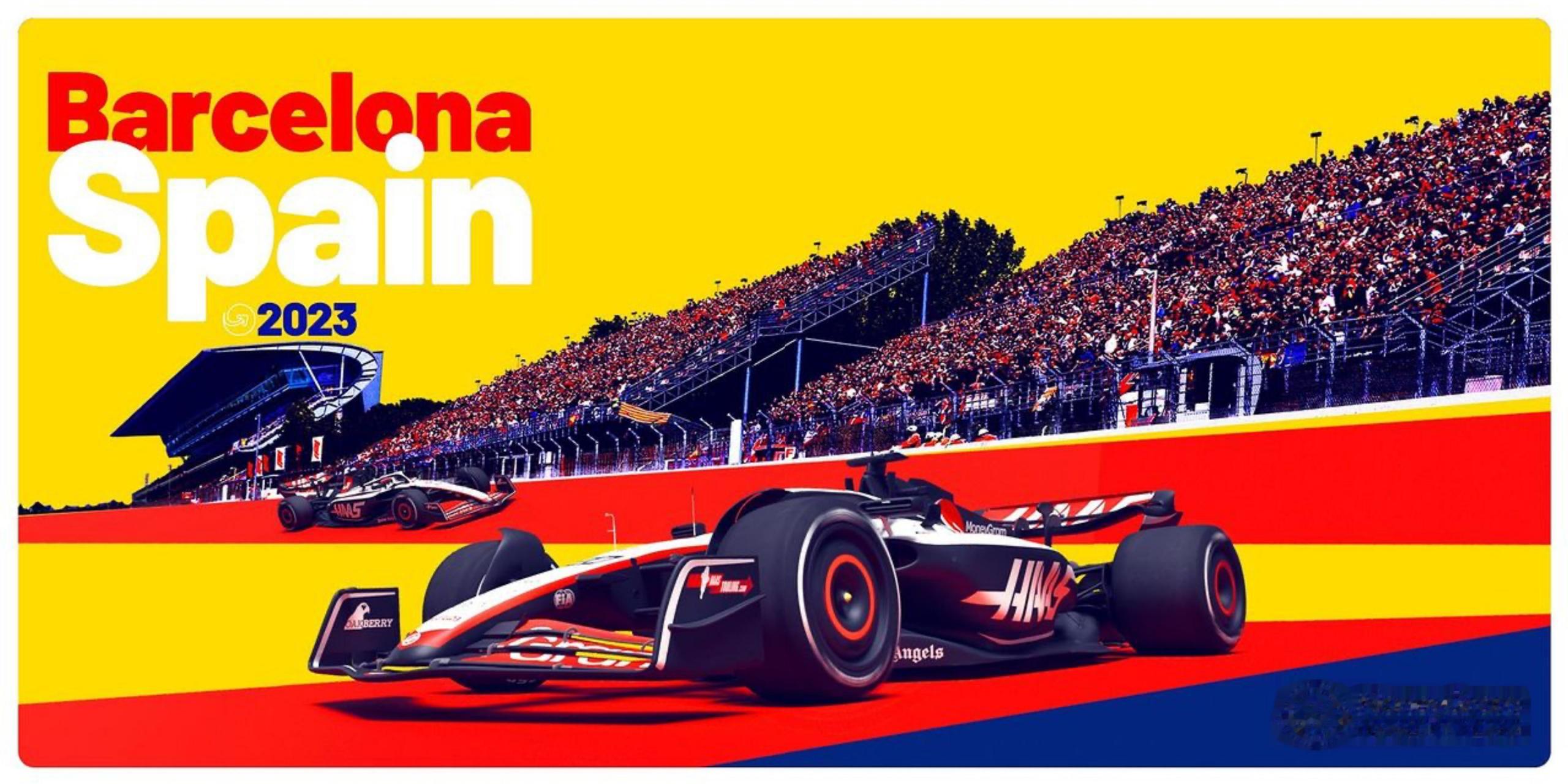 2023f1西班牙站~哈斯车队~美式风海报 2023f1西班牙大奖赛   f1  car