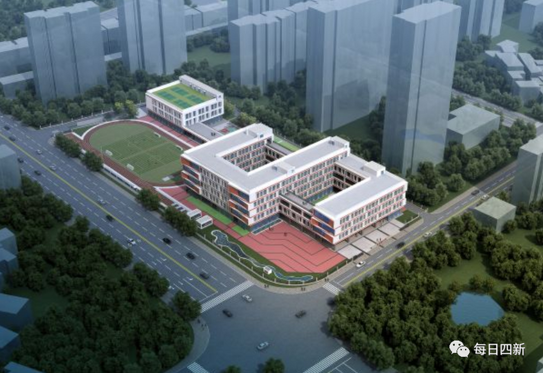 按照目前的建设进度,国博三小预计2021年秋季投入使用.