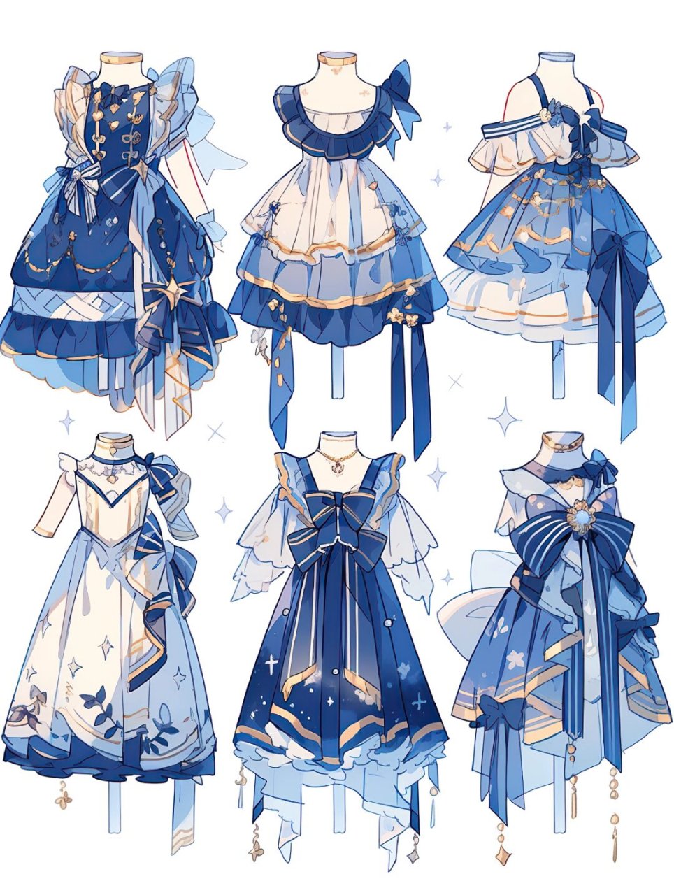 蓝色系‖小礼服  甜美小仙女洛丽塔穿搭漫画图片
