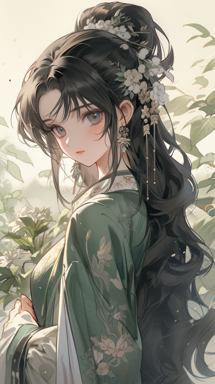 二次元# #古风# #二次元美女# #古风美女# 翠裙翩然舞,青衣点亮春.