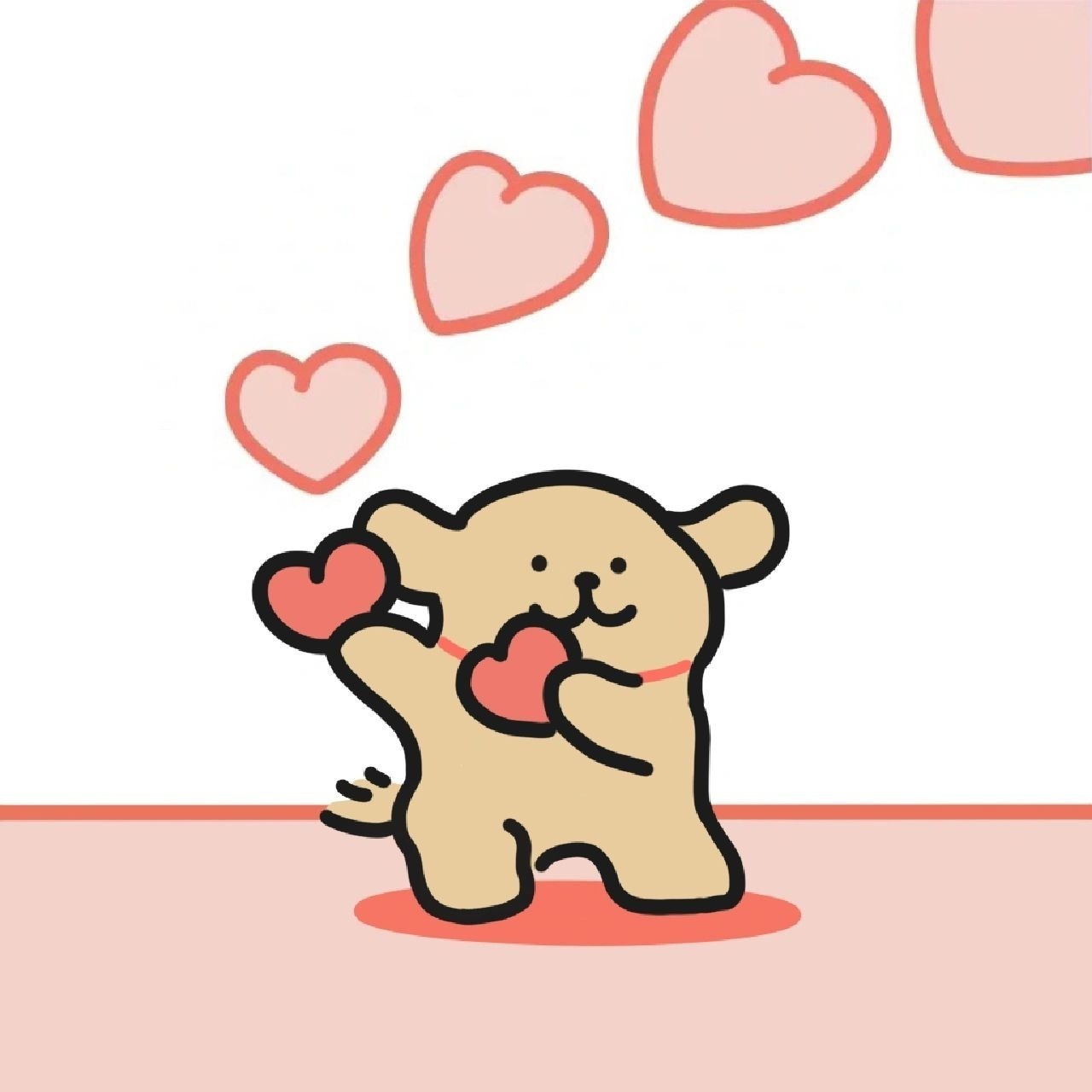 线条小狗情侣头像