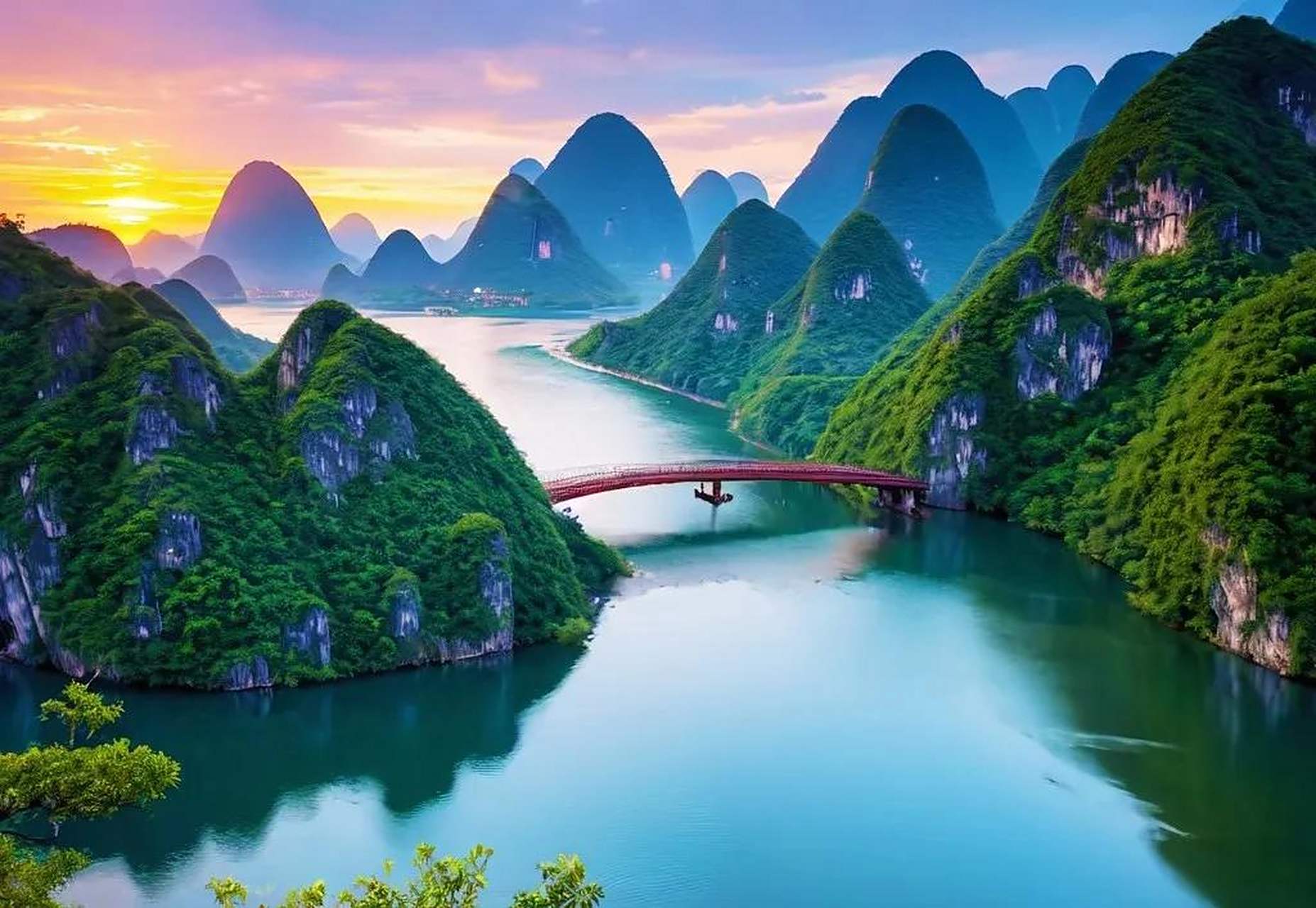 桂林山水甲天下  喜欢桂林的山水, 更喜欢桂林的夜色, 温风的轻抚