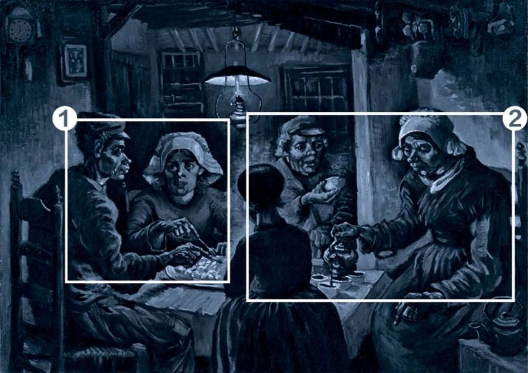 每日一画 梵高:吃土豆的人 尽管画作由于色彩晦暗以及人物形体不够