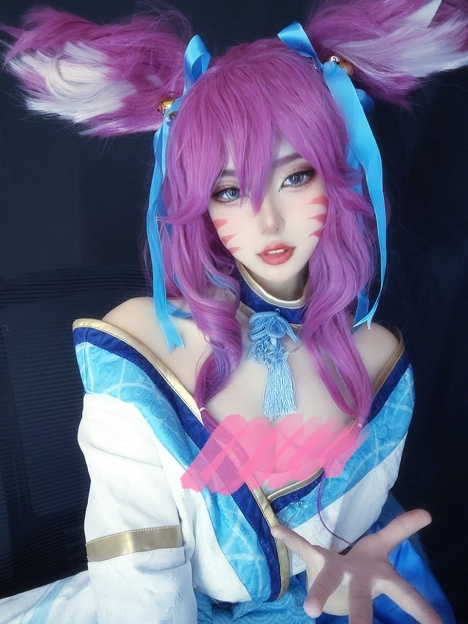 英雄联盟灵魂莲华阿狸cos试妆