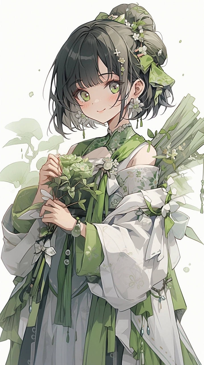 古风美女# #二次元# #手机壁纸# #二次元美女# 荷风送香气,竹露滴