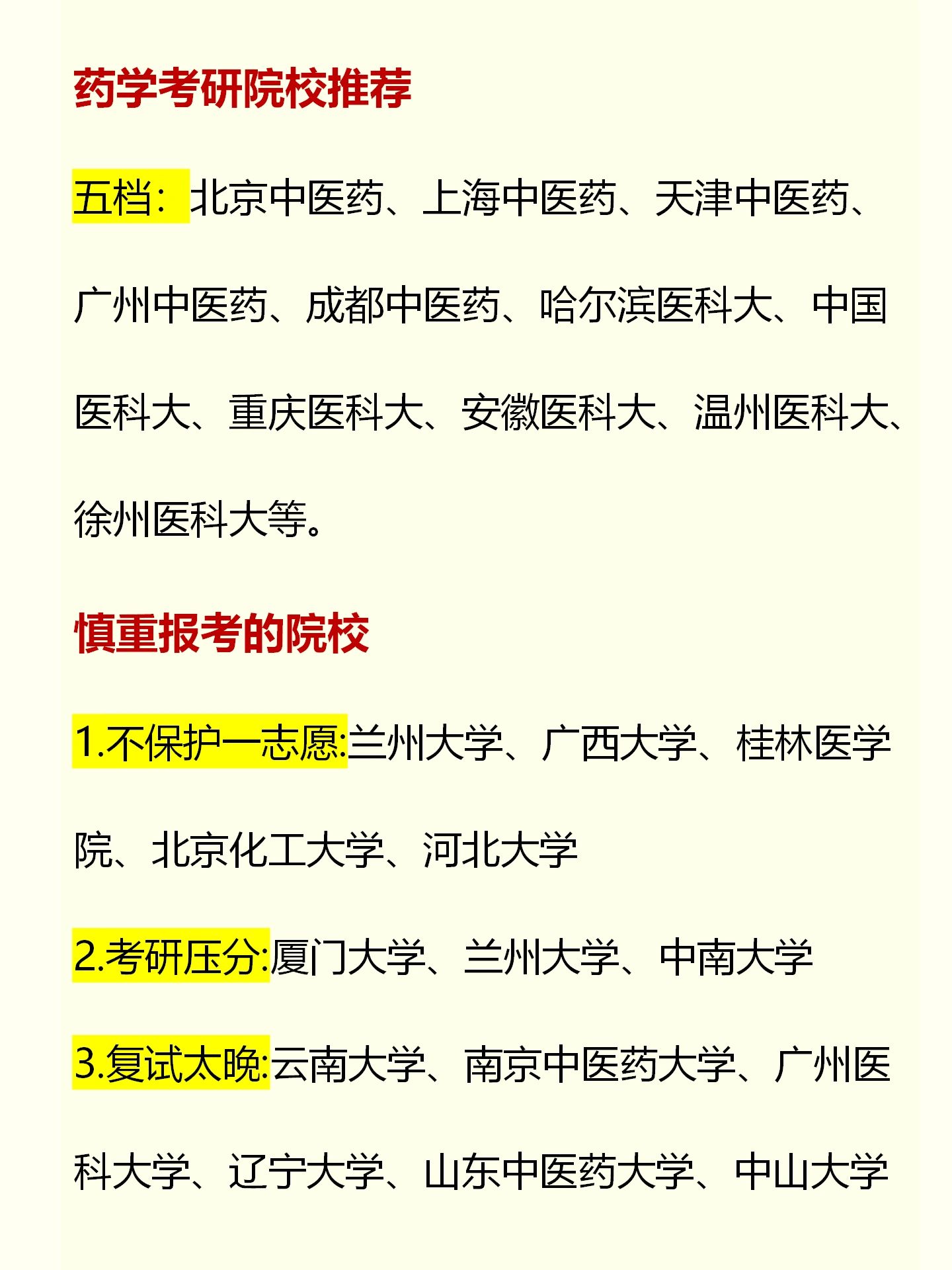 25考研药学考研择校必看白名单