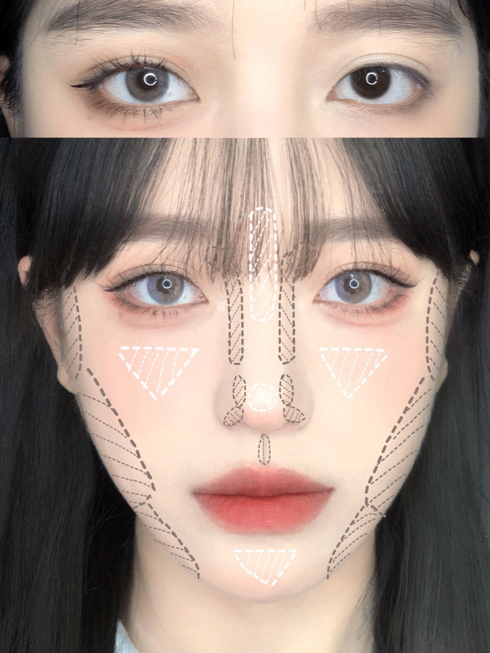 适合大脸妹的面部修容教程 之前俺化妆从不修容  化出来的妆总是脏脏