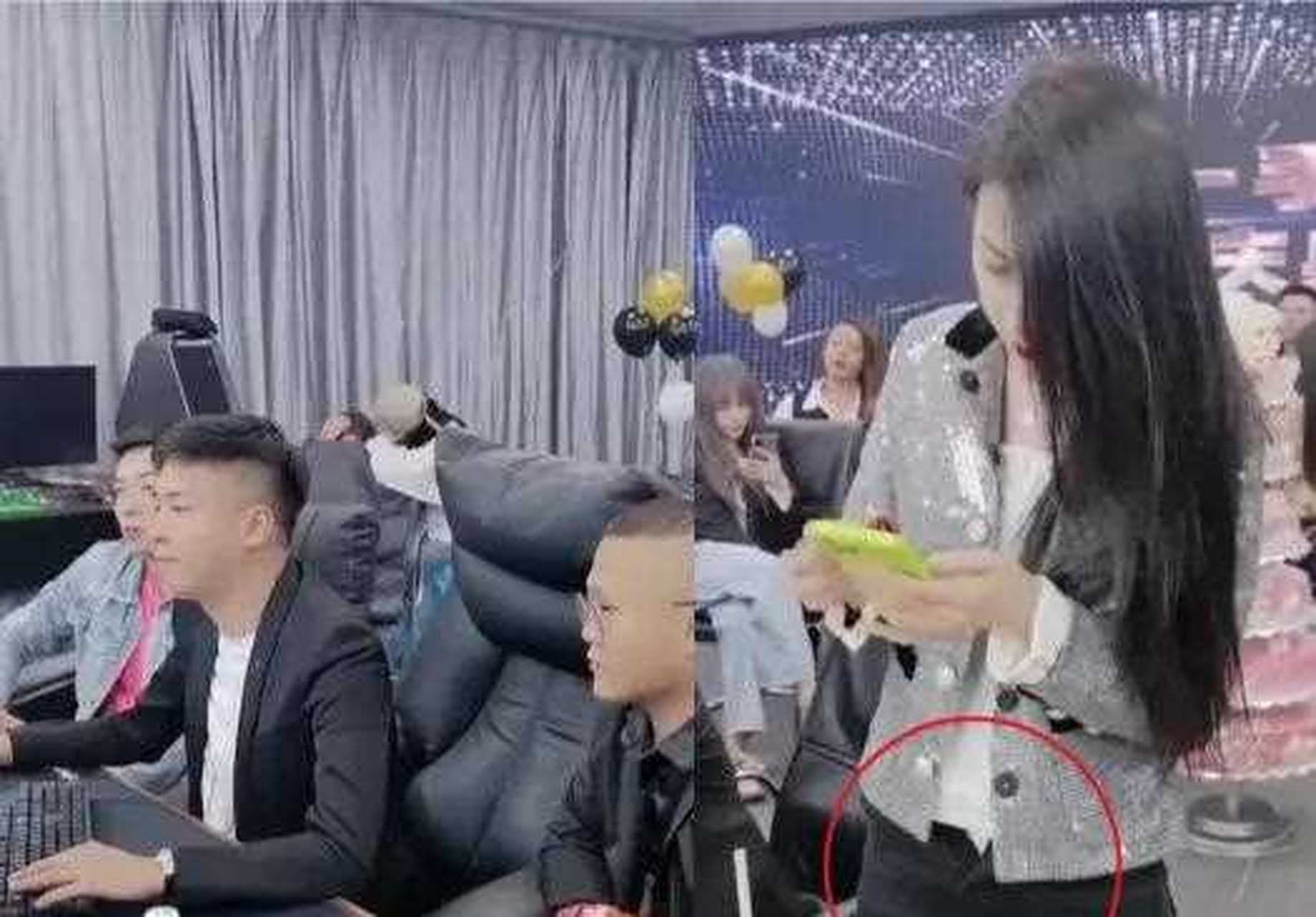 董莹莹裤子拉链开了,漏内裤!白色的?女主播直播是不慎露裤衩!