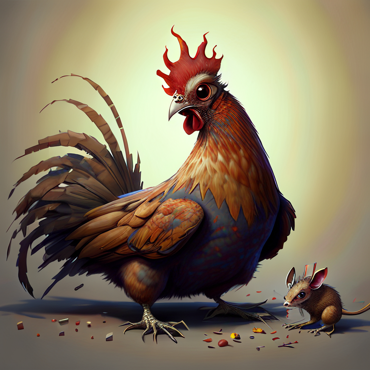 荒鸡乱啼思转多,黠鼠啸跃眠不熟.绚丽,生动,4k#百度ai绘图黑科技