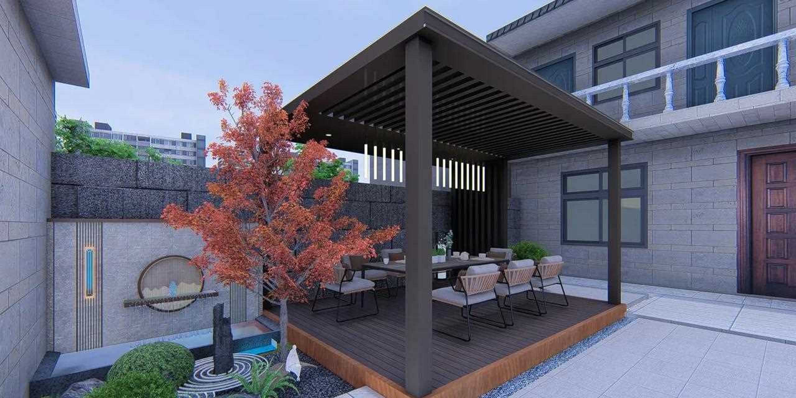 农村自建房新中式花园设计,简单的设计打造理想的庭院!