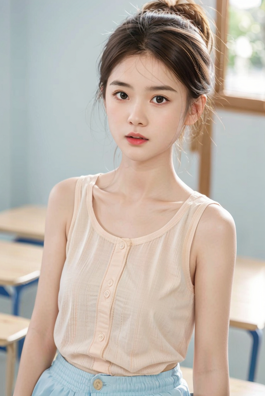 校园甜心,可爱文静的学生美女写真,散发校园风情#校园风# #美女