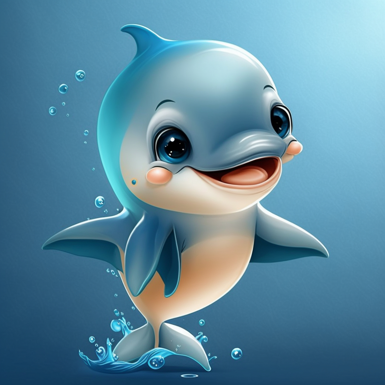 ai作图分享 prompt: 可爱的卡通 of 宝宝海豚 #aigc未来# #海豚