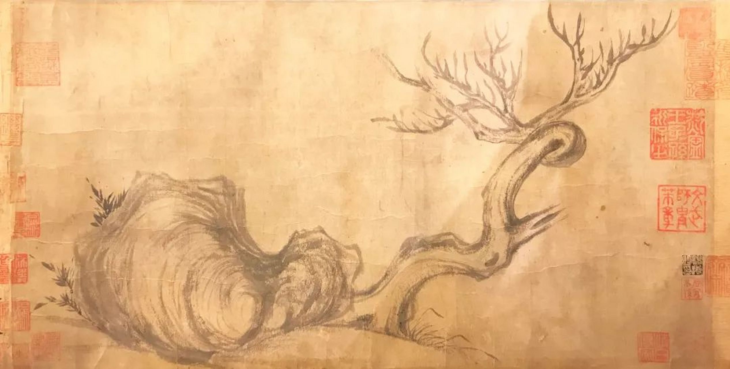 苏东坡的书画拍卖【4.636亿元】 《木石图》又名《枯木怪石图》,长26.