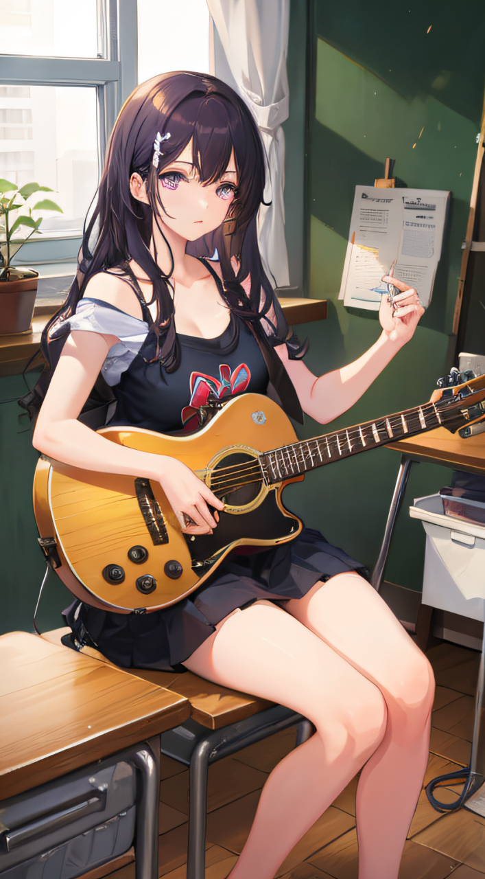 教室里的吉他美少女#二次元美图