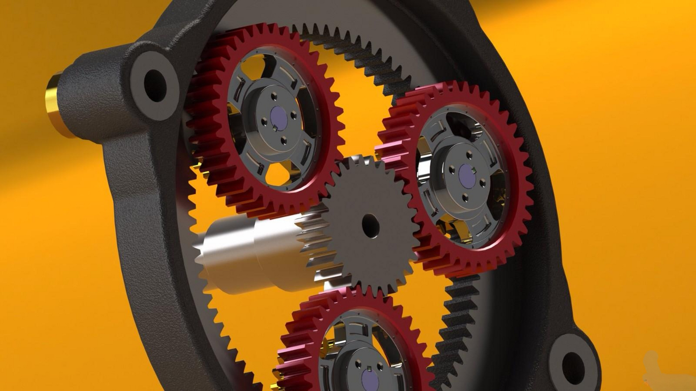 行星齿轮箱是一种行星减速装置,多个行星齿轮围绕太阳旋转而成.