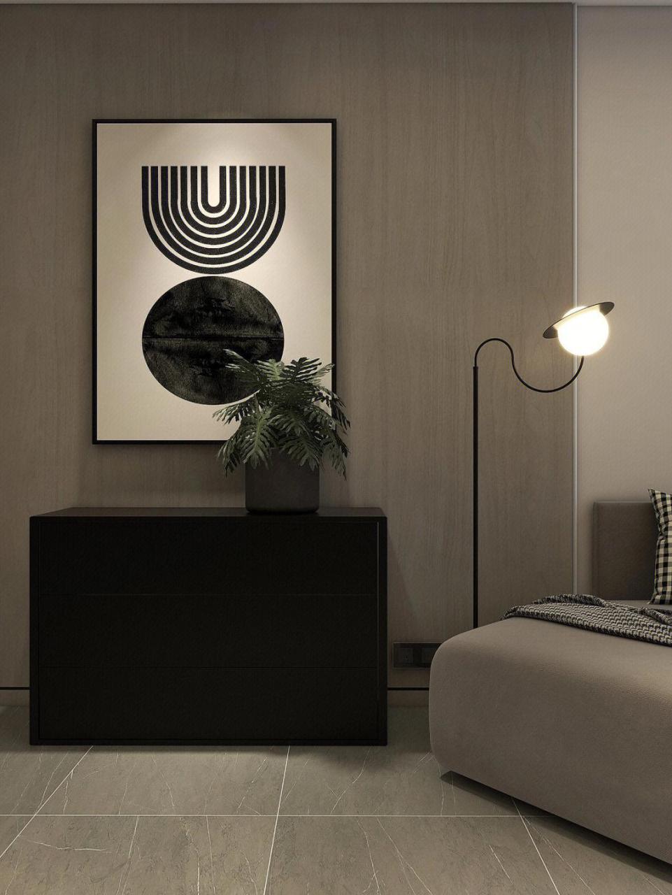 现代轻奢灰咖色系客厅|设计分享 电视背景墙 背景墙是由木饰面板结合