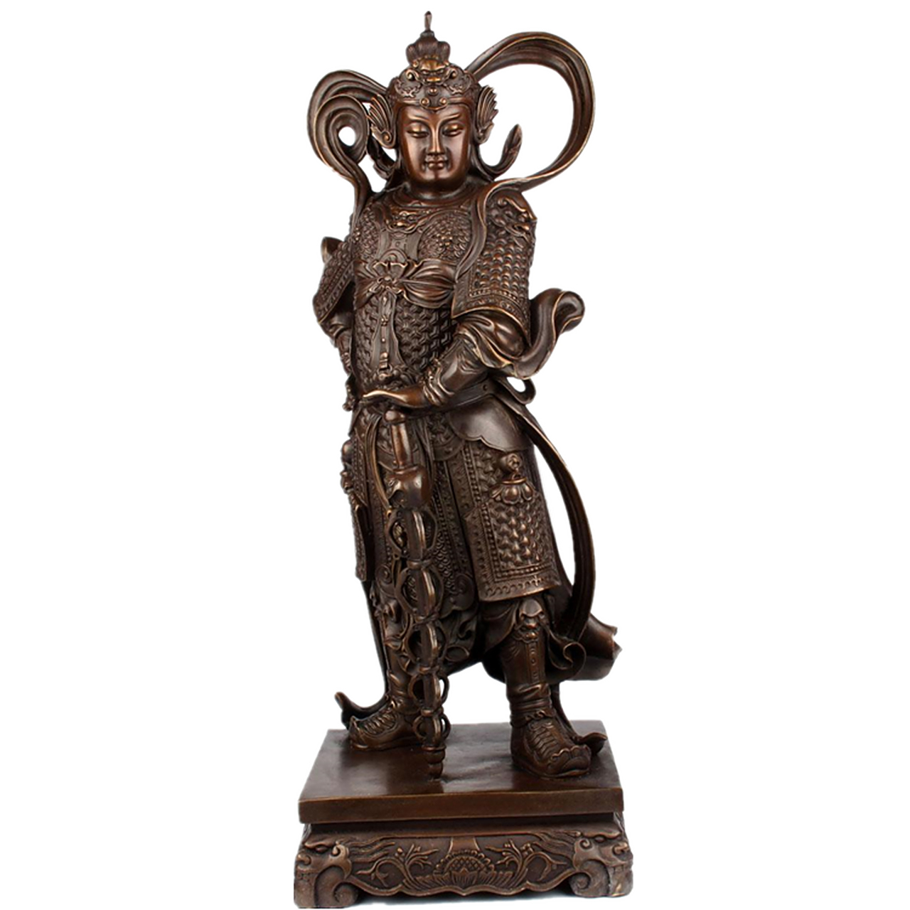 各种造型韦陀菩萨铜雕塑图片 仿古铜色韦陀菩萨摆件