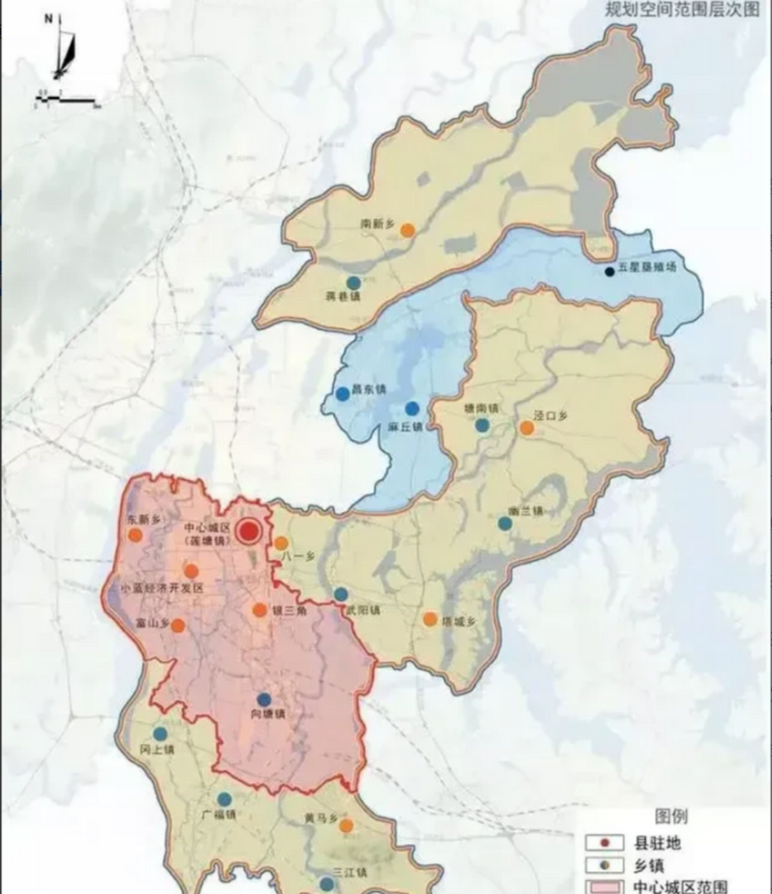 南昌县县域城乡发展格局图和规划范围层次图  南昌县最北的蒋巷镇和南