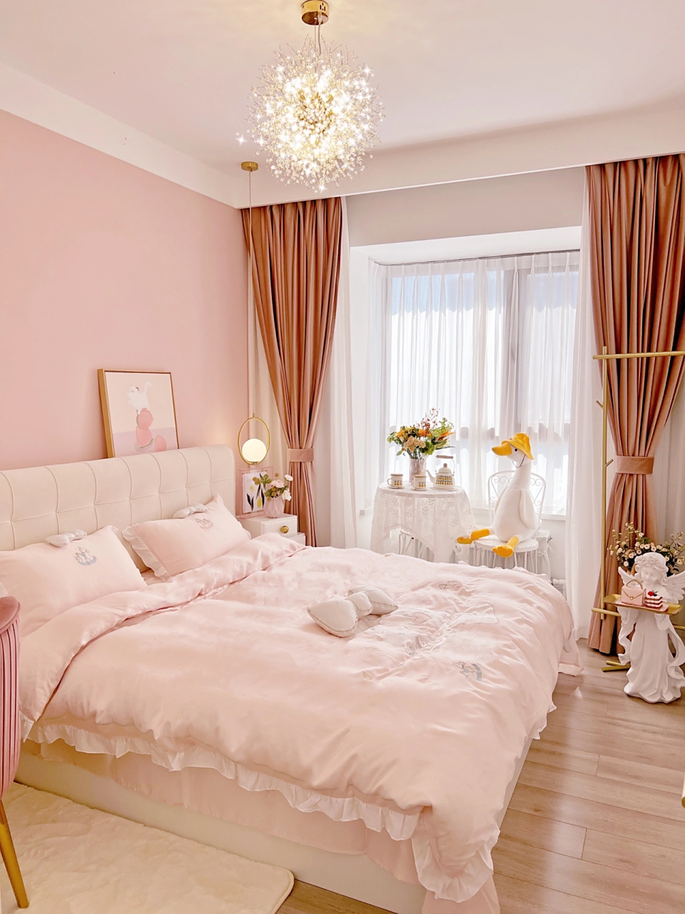 我的卧室好温柔呀|粉色少女心卧室装修   感谢钱皇品牌赞助 有了新家