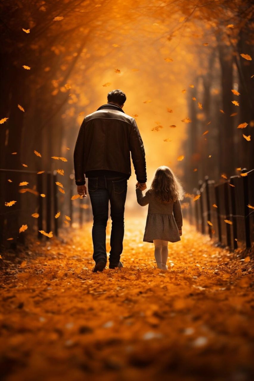 金色的阳光洒在他们的背影上, 如此温馨而平凡.