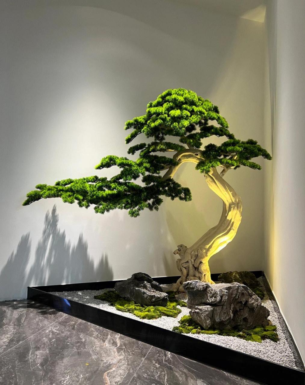 仿真迎客松|室内绿植景观 迎客松姿态优美,雍容大度,寓意和平,热情