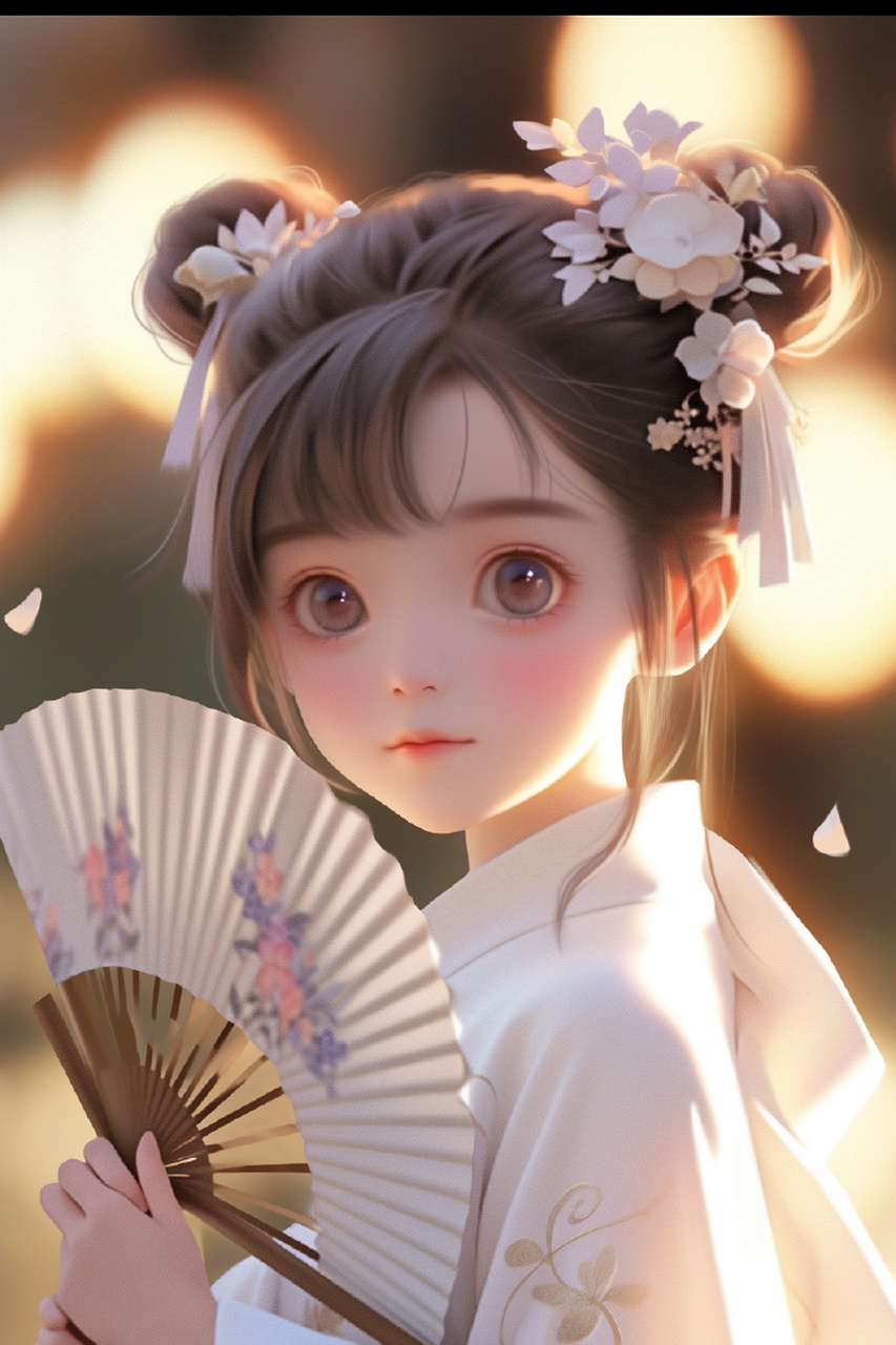 国潮风手握折扇小美人可爱壁纸 676767