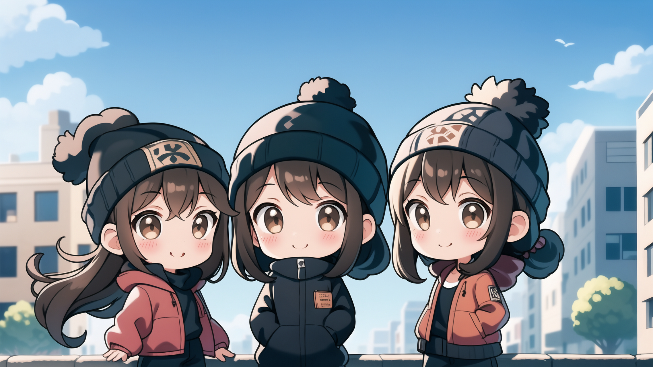 闺蜜合影q版#ai绘画# #壁纸# #夏日生活创作季