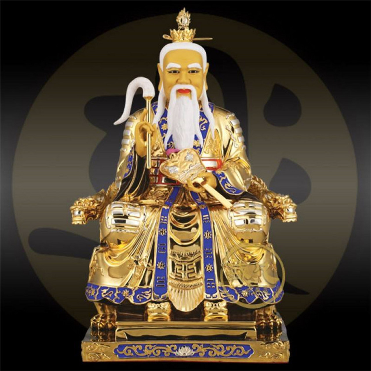 太上老君铜佛像 彩绘太上老君铜像 太上老君贴金铜坐像摆件 太上老君