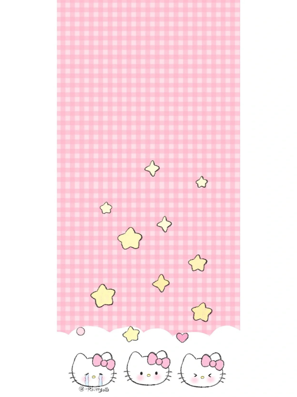粉色格纹kitty配套壁纸