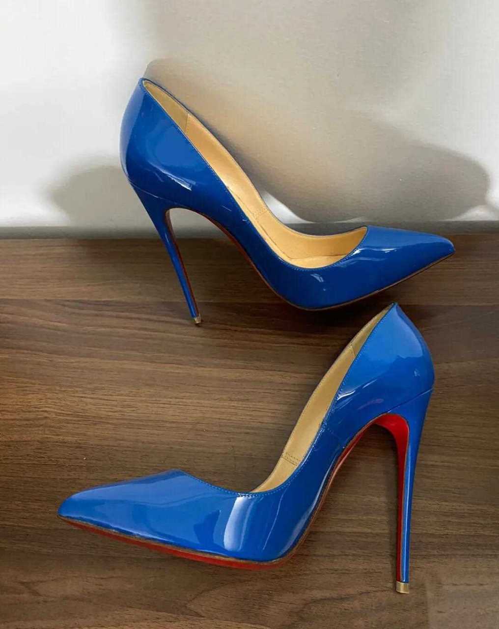 cl蓝色尖头12cm高跟鞋分享