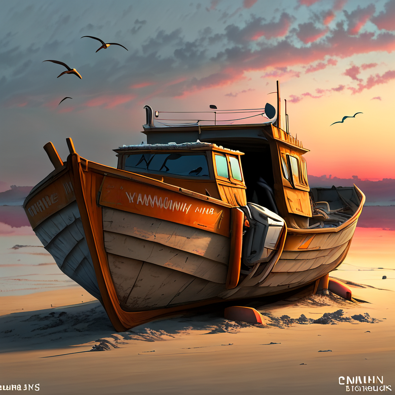 百度ai绘图黑科技#衔杯忆霜蟹,沙尾暮停舟.