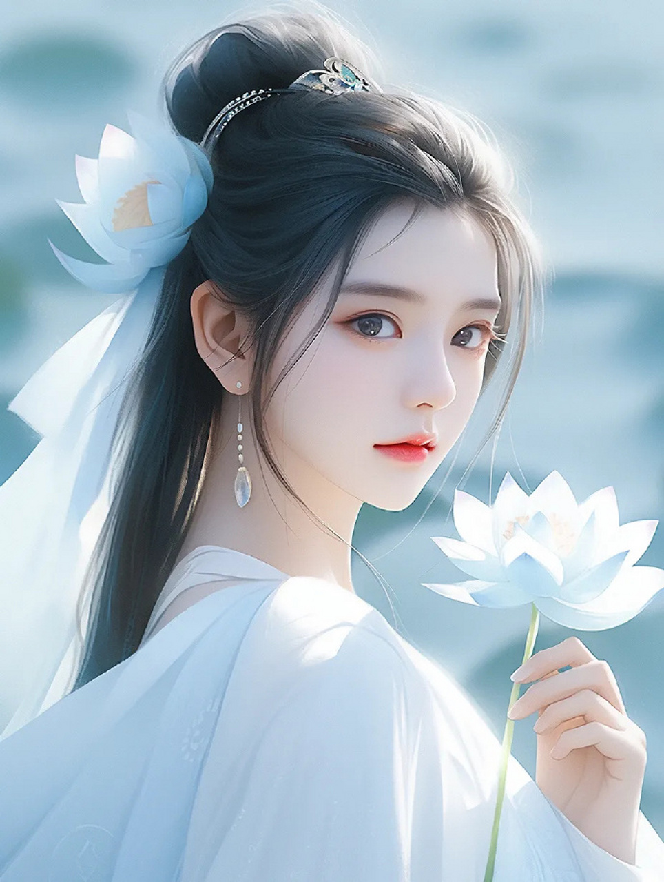 清冷色系白衣仙子头像 676767 #古风插画