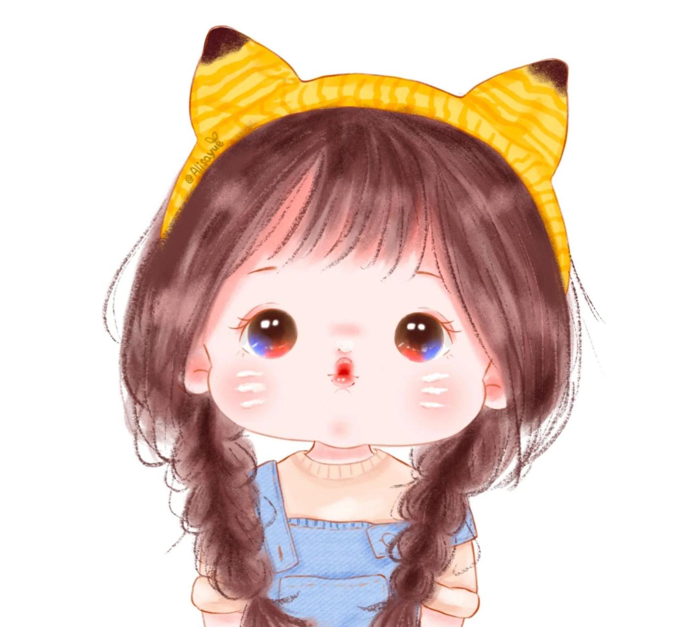 gif创作人# q萌头像 呆萌,可爱的小女孩～ [玫瑰] 画师:尹小悦alisa