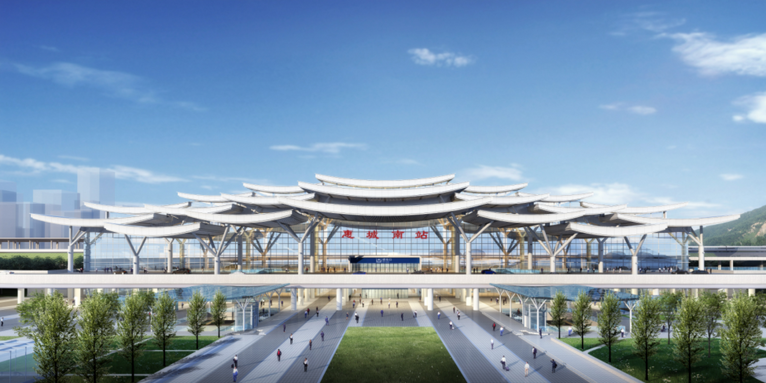 惠州城建# 广汕铁路惠城南站:站房钢结构屋盖吊装计划下月完成!