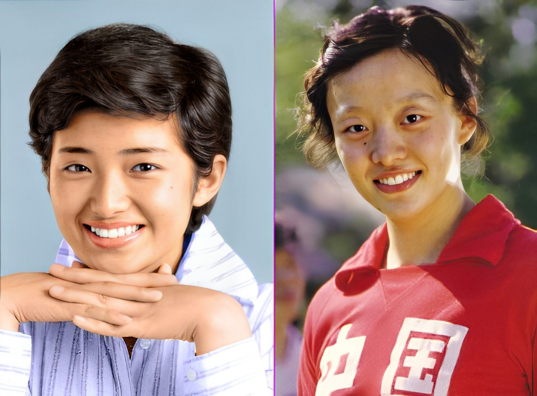 中国女排最美女神杨希在撞脸邂逅日本女星山口百惠,以至于日本媒体在