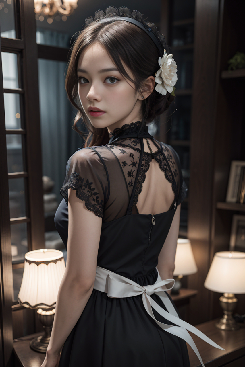 ai美女小姐姐,穿黑色裙子的小姐姐,美女#ai美女摄影# #ai美图社# #ai