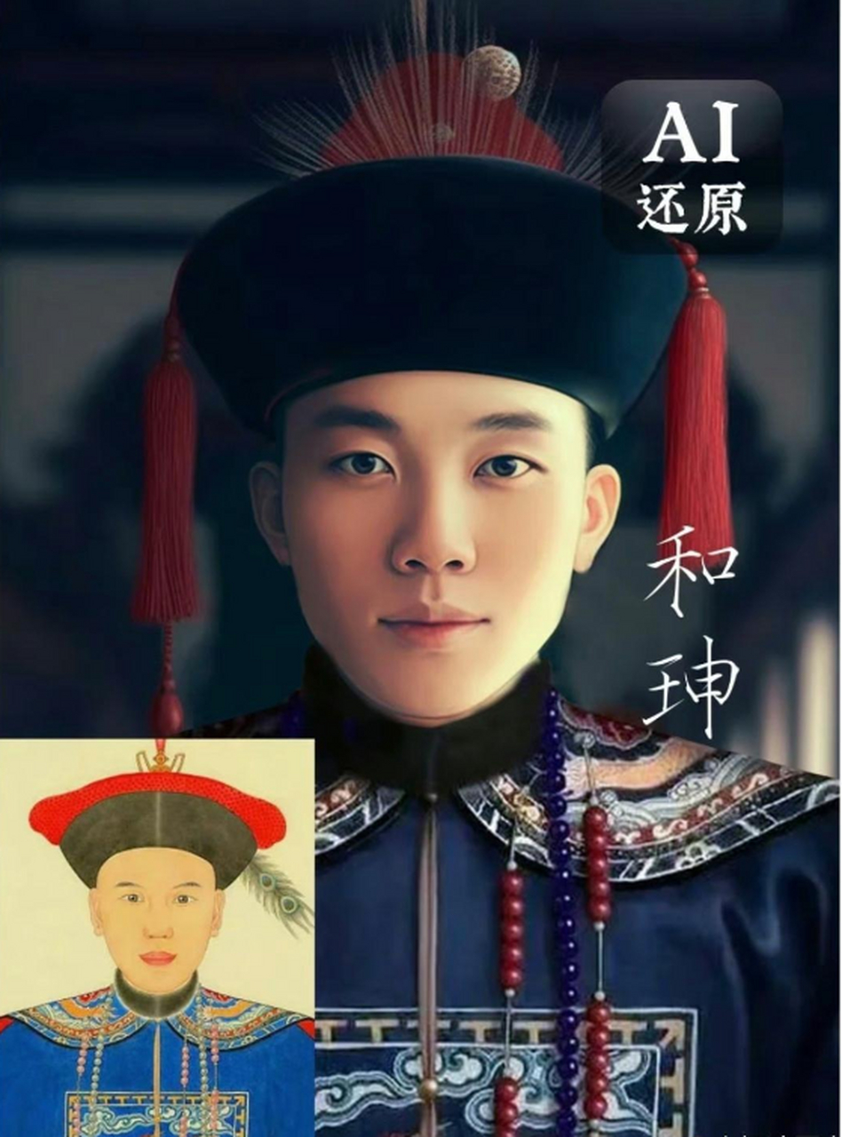民间传说,和珅乃"男生女相",与乾隆宠爱的一名已故宫女相像,ai还原一