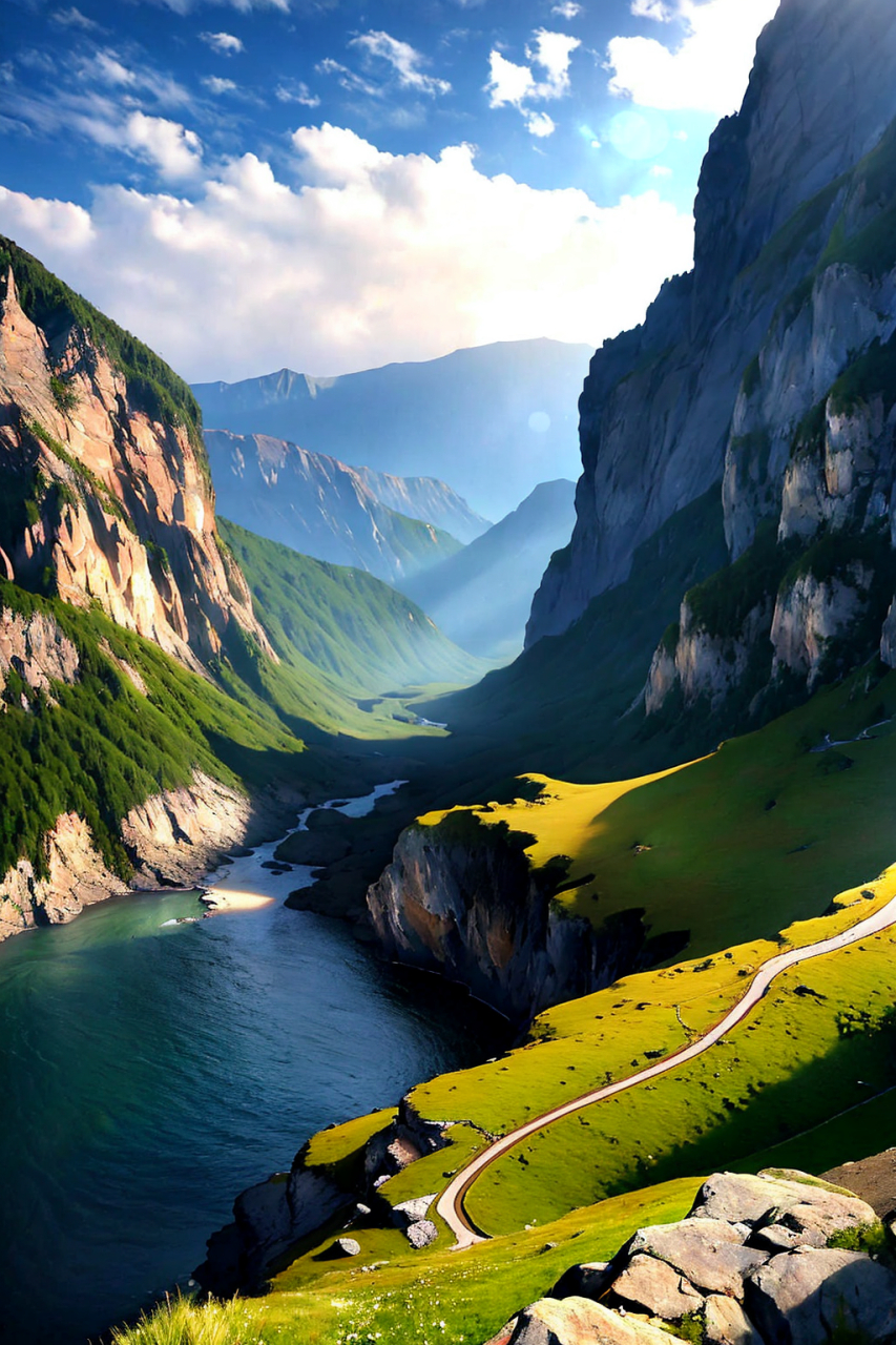 壁纸,峡谷,河流,山峰