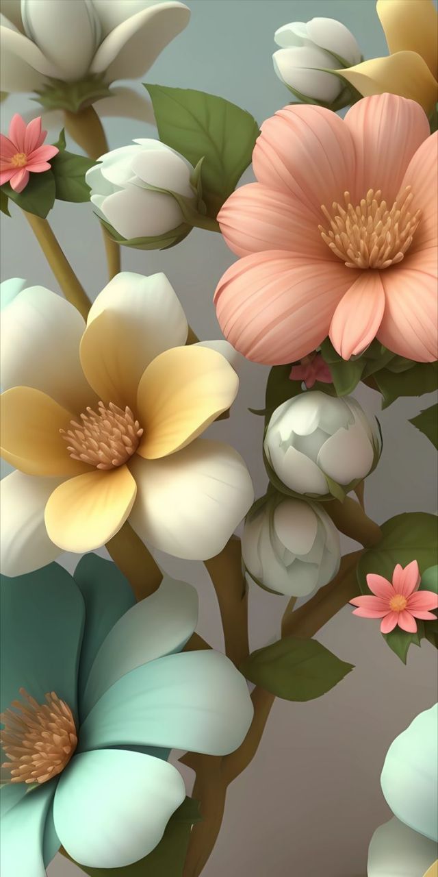 立体花朵手机壁纸,很有浮雕的质感