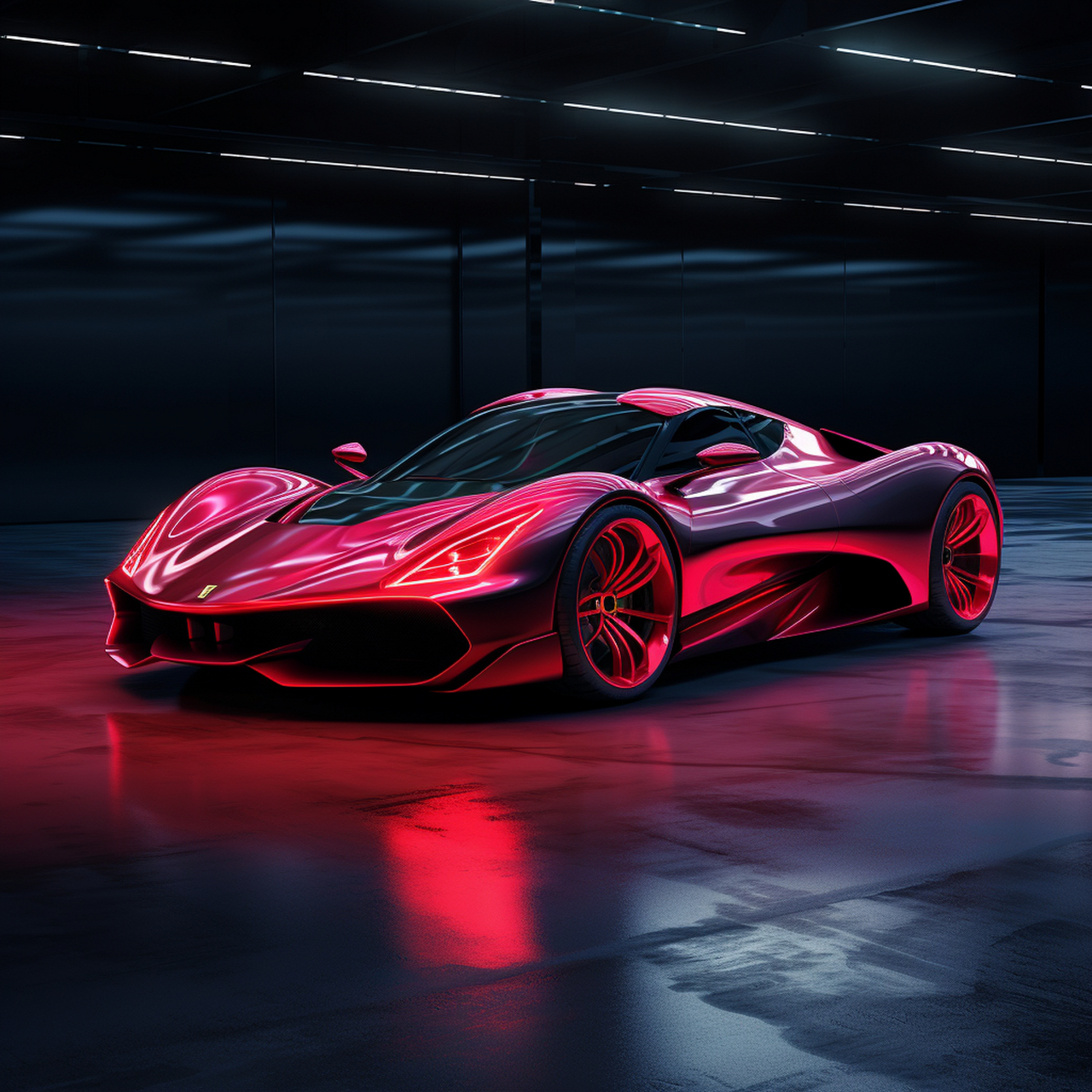 ai作图分享 prompt: red,ferrari sports car, futur