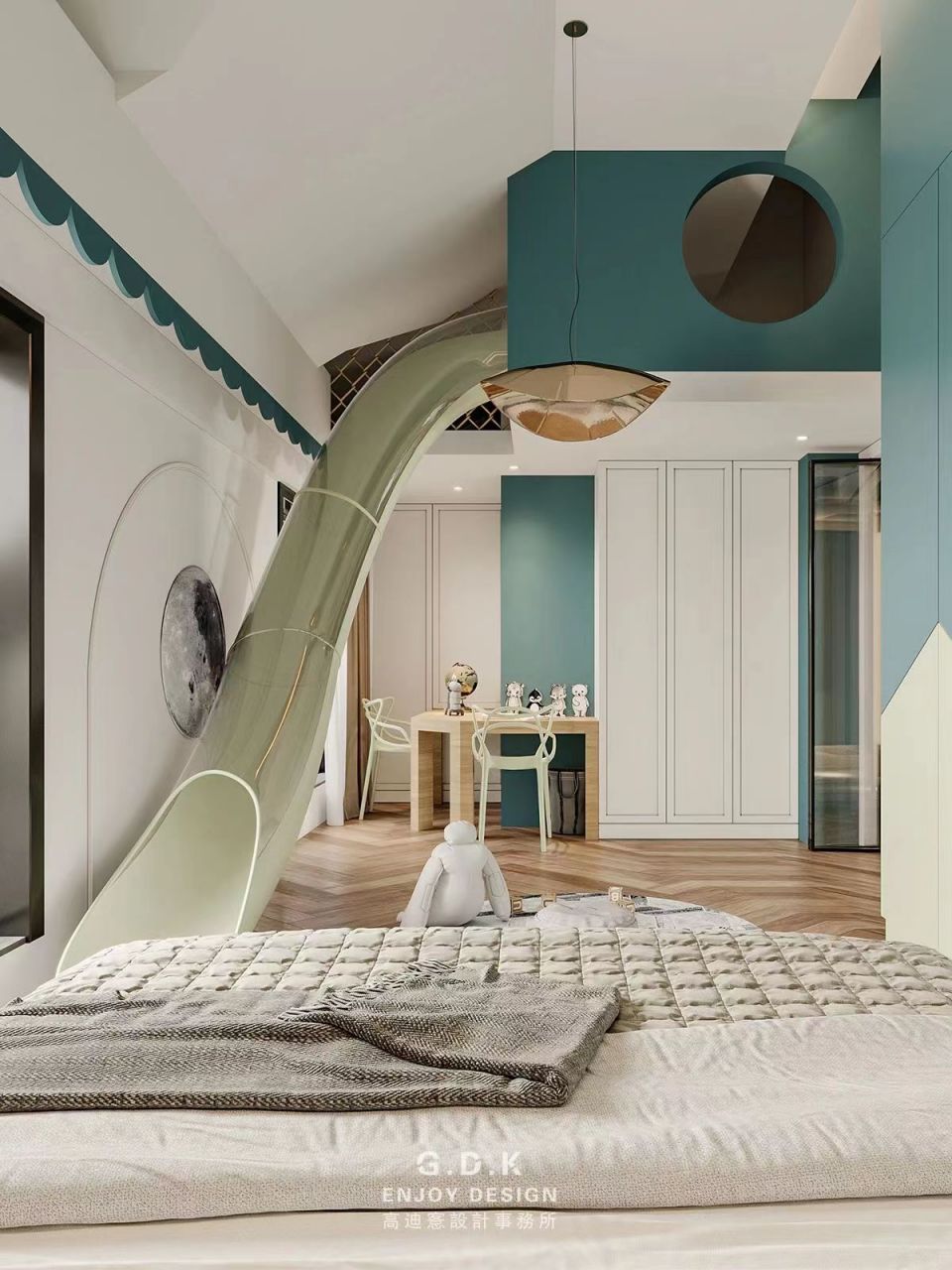 130平米,斜顶阁楼,让儿童房成为童话乐园～