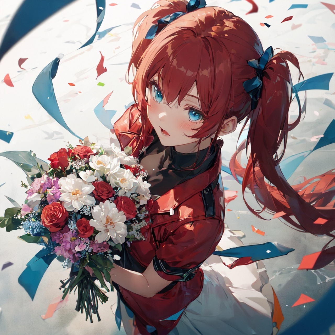 ai绘画# 花与红发双马尾少女79 676767